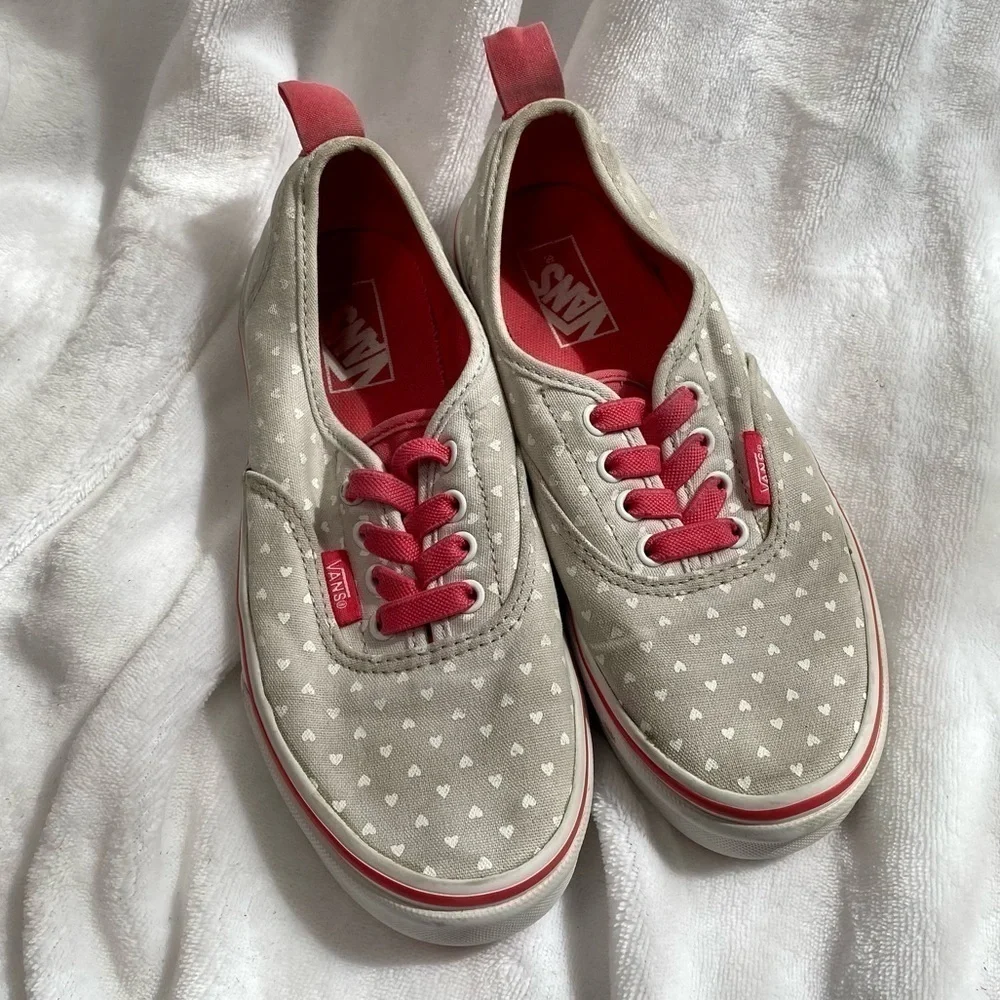 Kids Vans grey with white hearts sneakers size 3